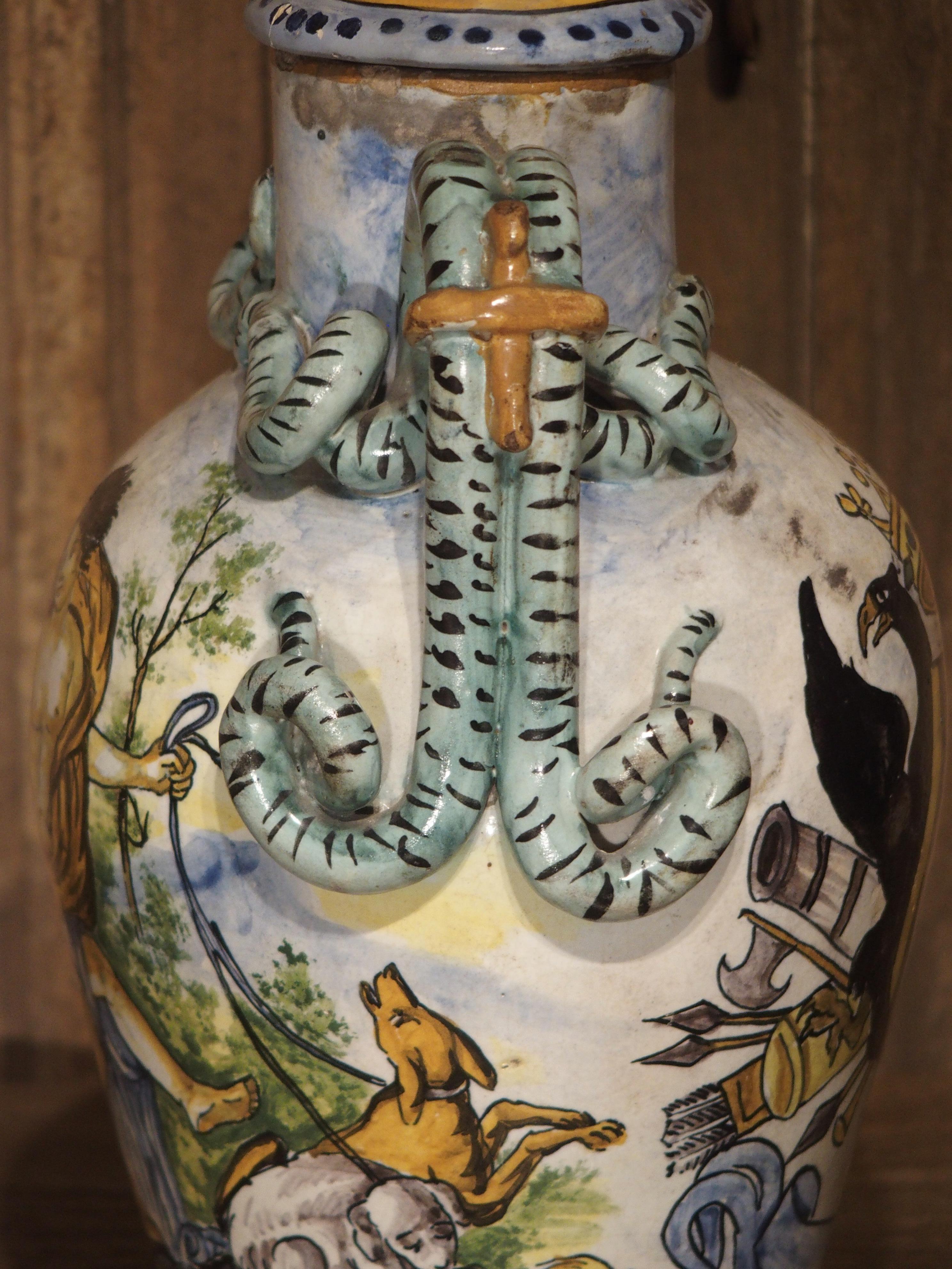 Antique Hand Painted Majolica Vase from Umbria, circa 1870 For Sale 6