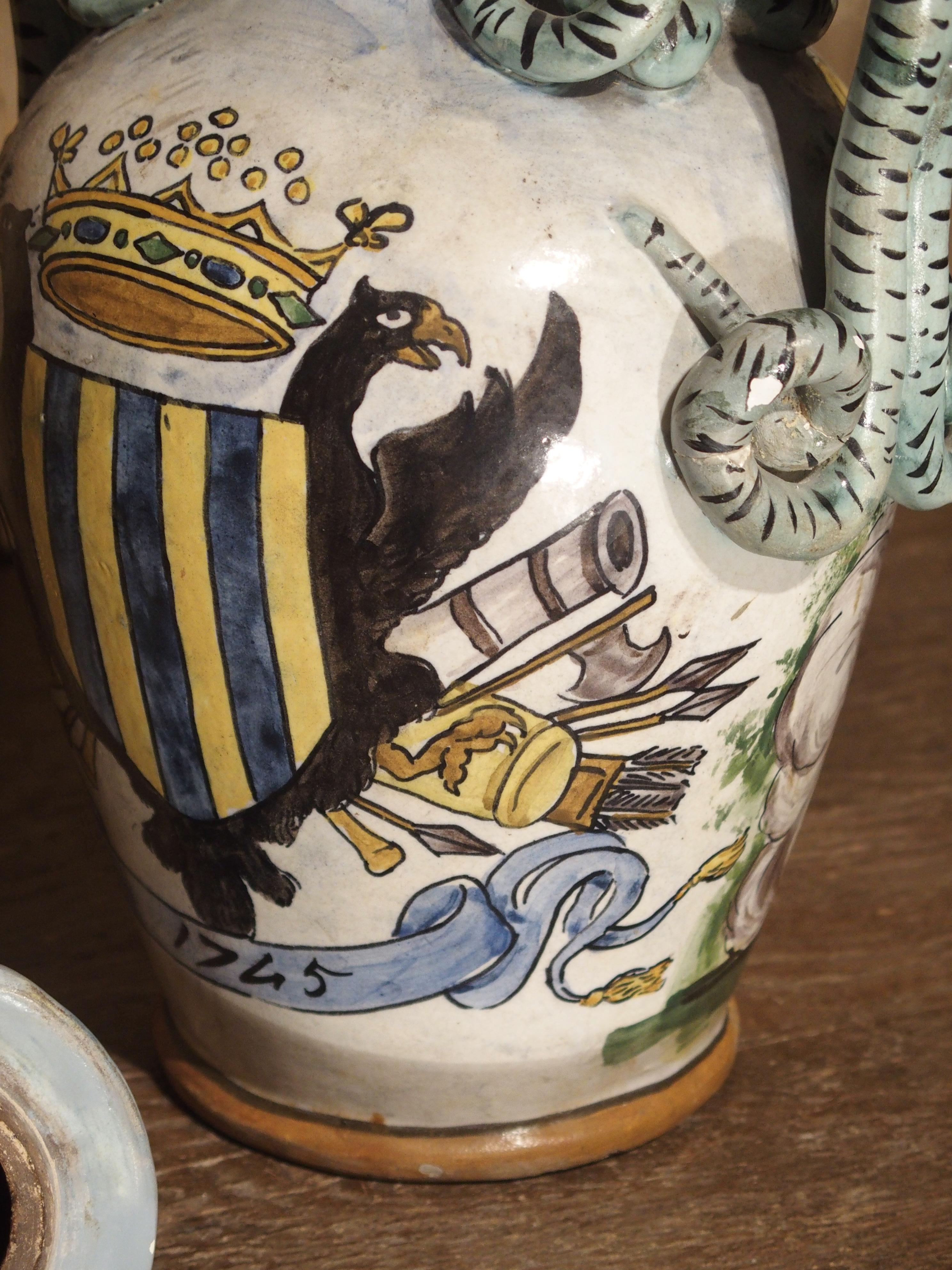 Antique Hand Painted Majolica Vase from Umbria, circa 1870 For Sale 8
