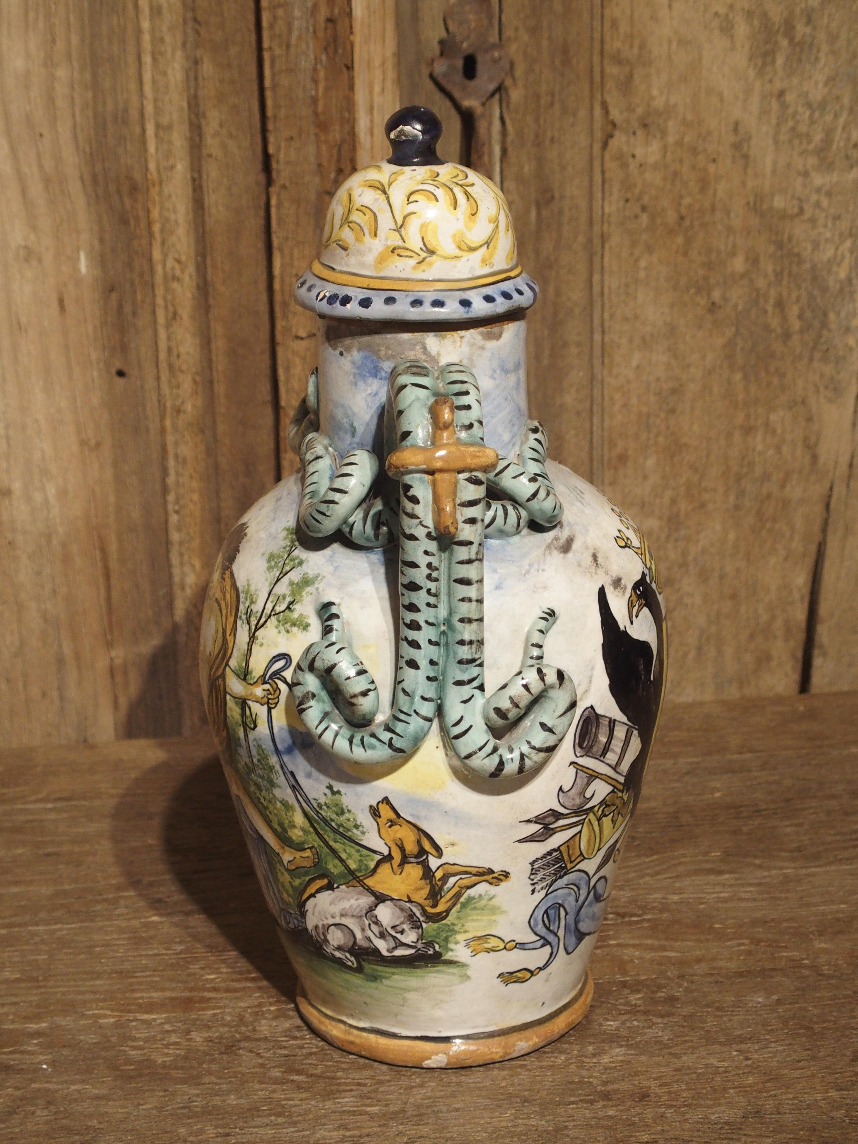 Antique Hand Painted Majolica Vase from Umbria, circa 1870 For Sale 9