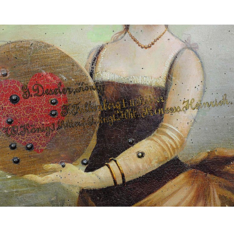 Antique Hand-Painted Marksman King Target Plaque 1892 In Good Condition For Sale In Berghuelen, DE