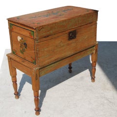 Antique, Hand Painted Mexican Wedding or Hope Chest on Stand