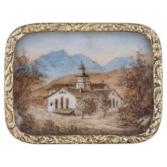 Antique Hand Painted Miniature Brooch