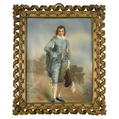 Antique Hand Painted Miniature Figure "Blue Boy" by Geinsborough