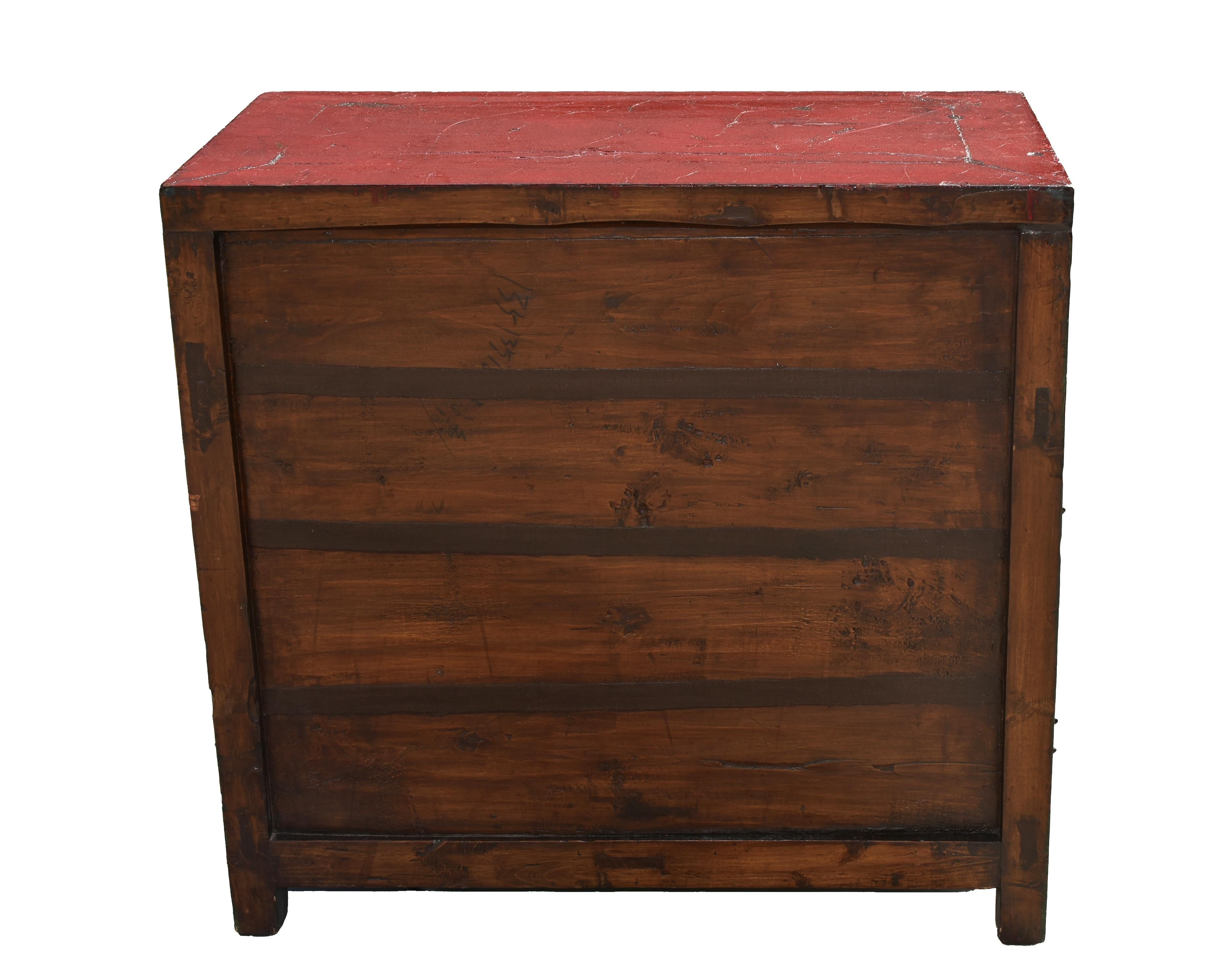 Ancienne commode mongolne peinte à la main avec rangement latéral 11