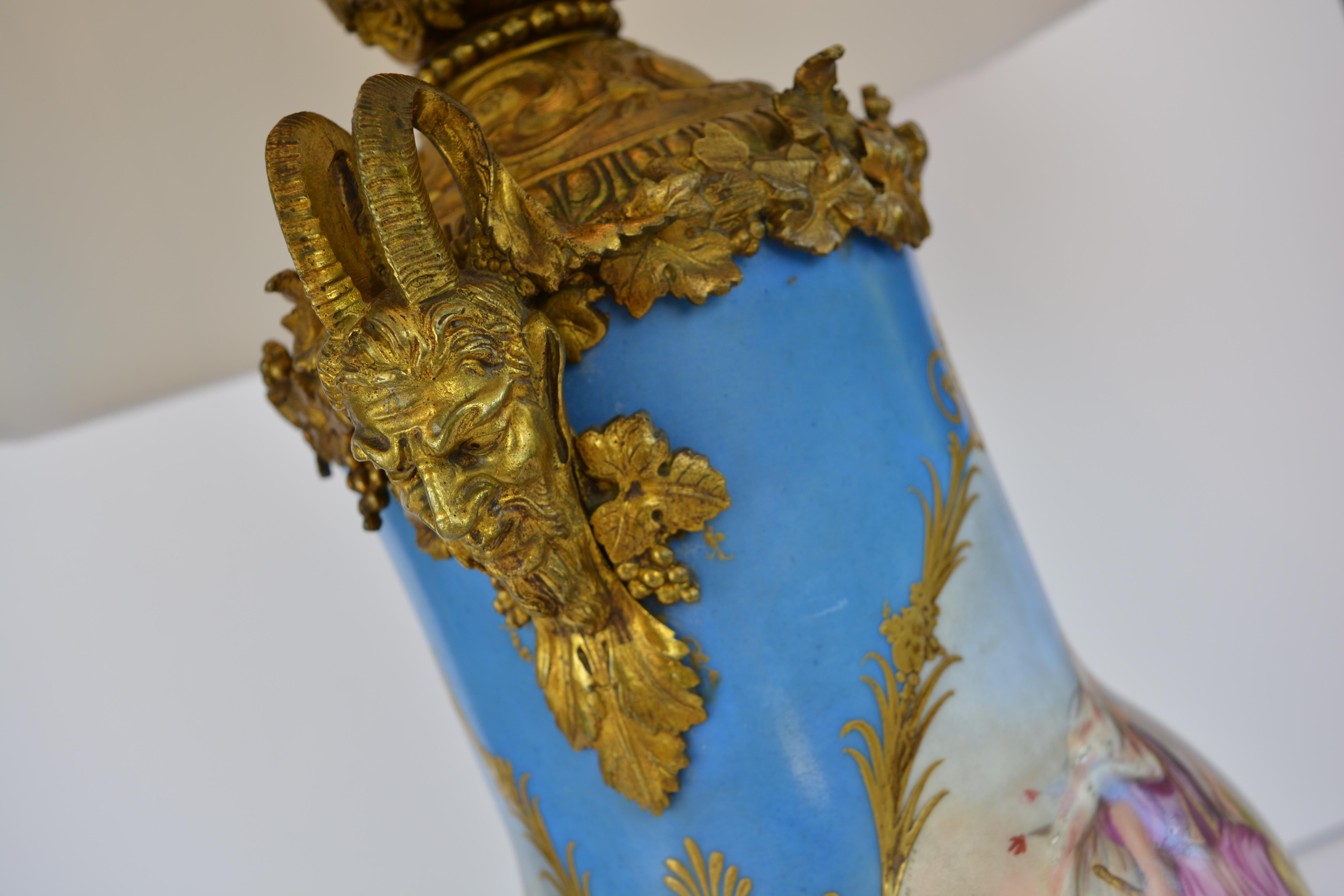 French Antique Hand Painted Moorish Invasion Scene Porcelain Lamp For Sale