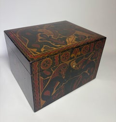 Antique Hand-Painted Mythological Humidor with Theseus and the Minotaur, 1920's