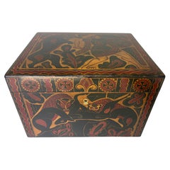 Antique Hand-Painted Mythological Humidor with Theseus and the Minotaur, 1920's