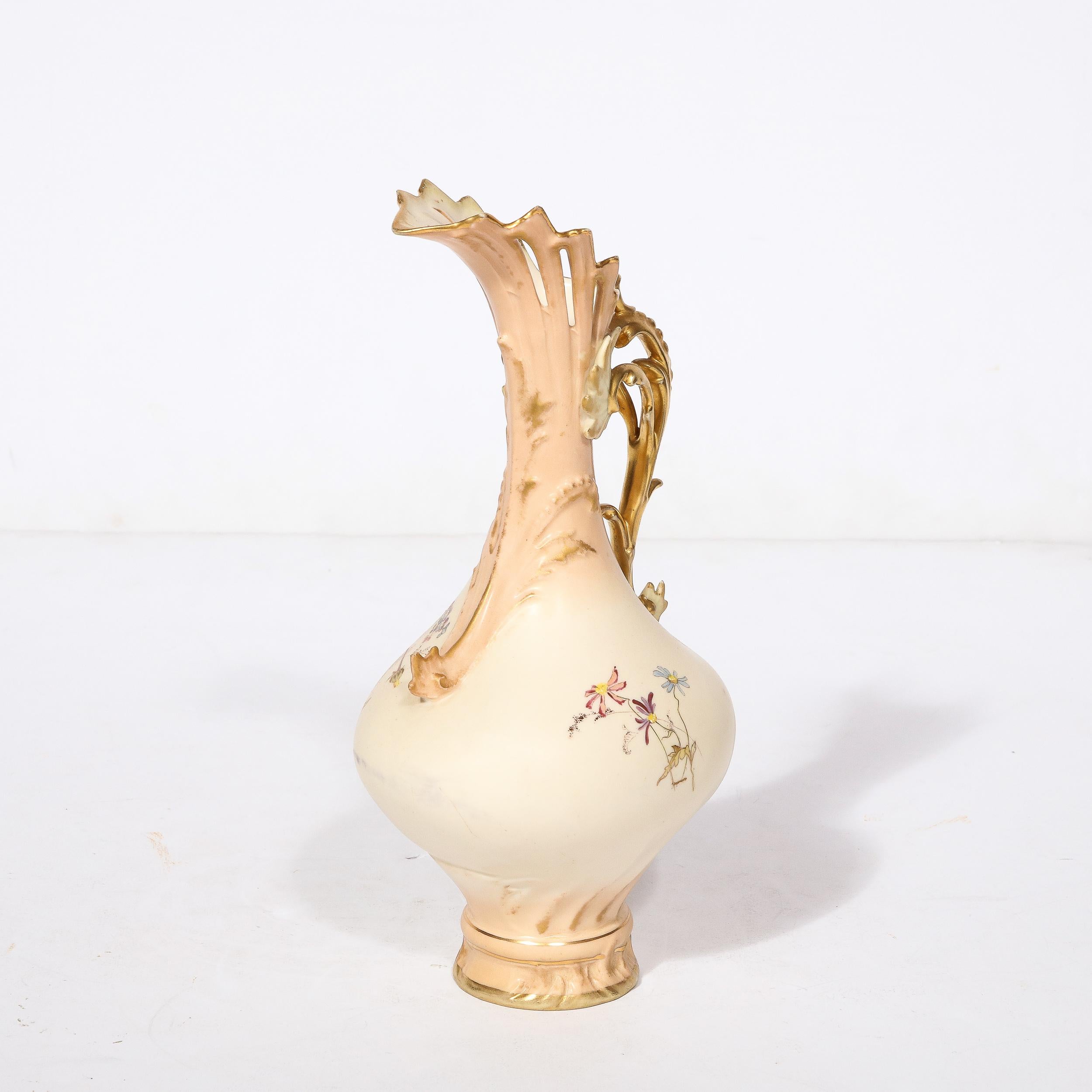Hand-Painted Antique Hand Painted Neoclassical Porcelain Vase by A. Stowell Boston For Sale
