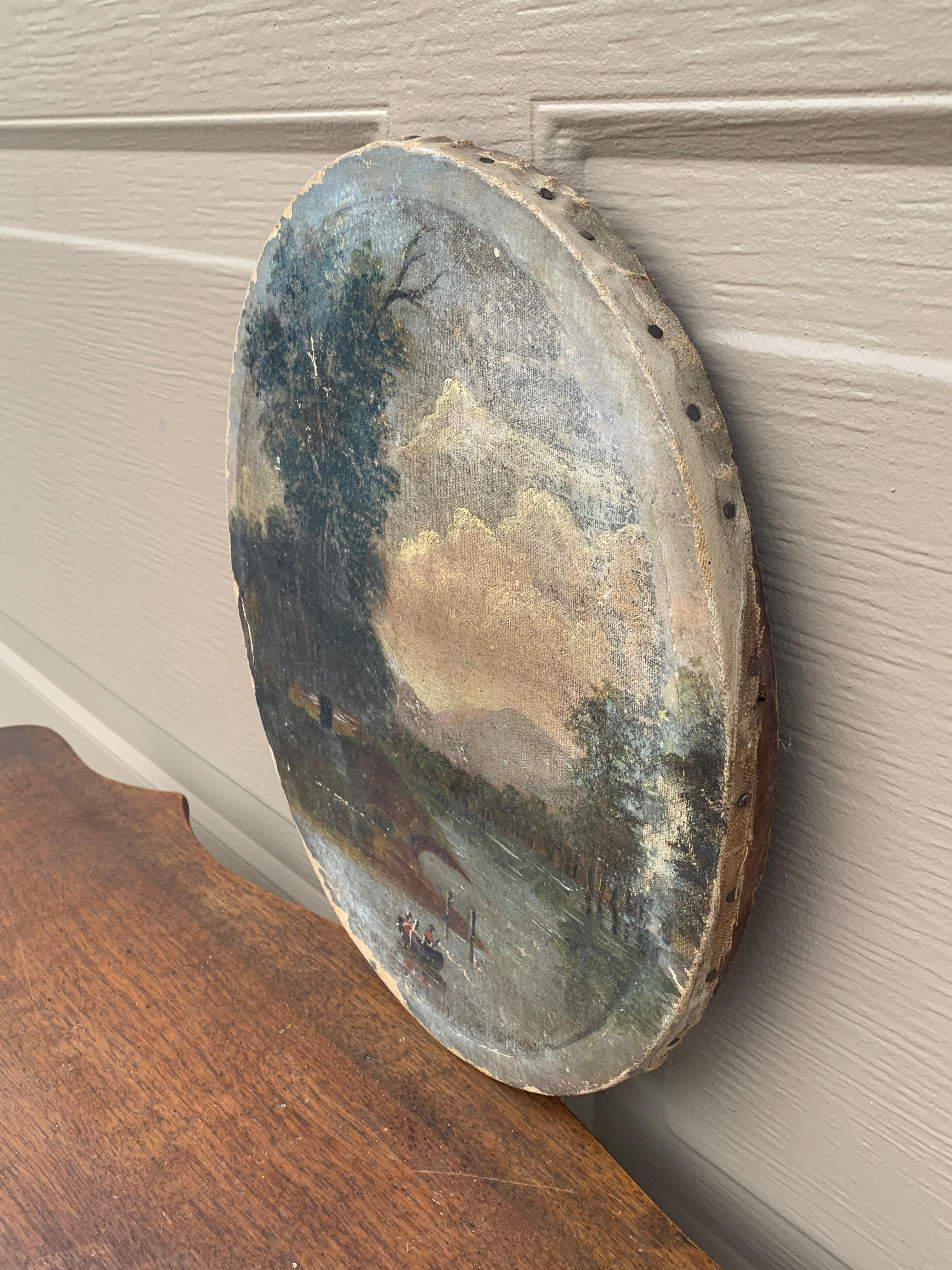 Victorian Antique Hand Painted Oil on Canvas Landscape Painting, Late 19th Century For Sale