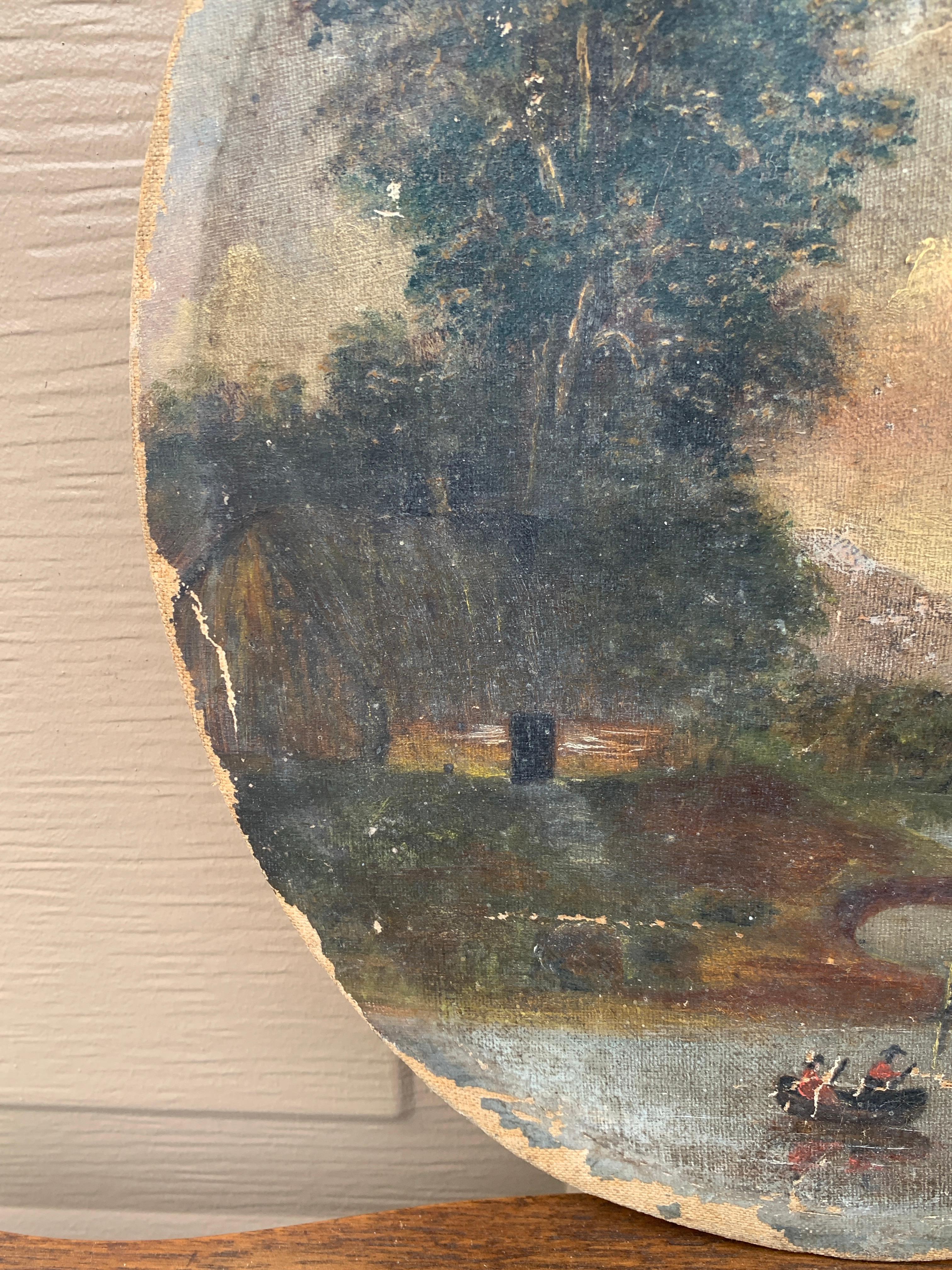 Antique Hand Painted Oil on Canvas Landscape Painting, Late 19th Century For Sale 3