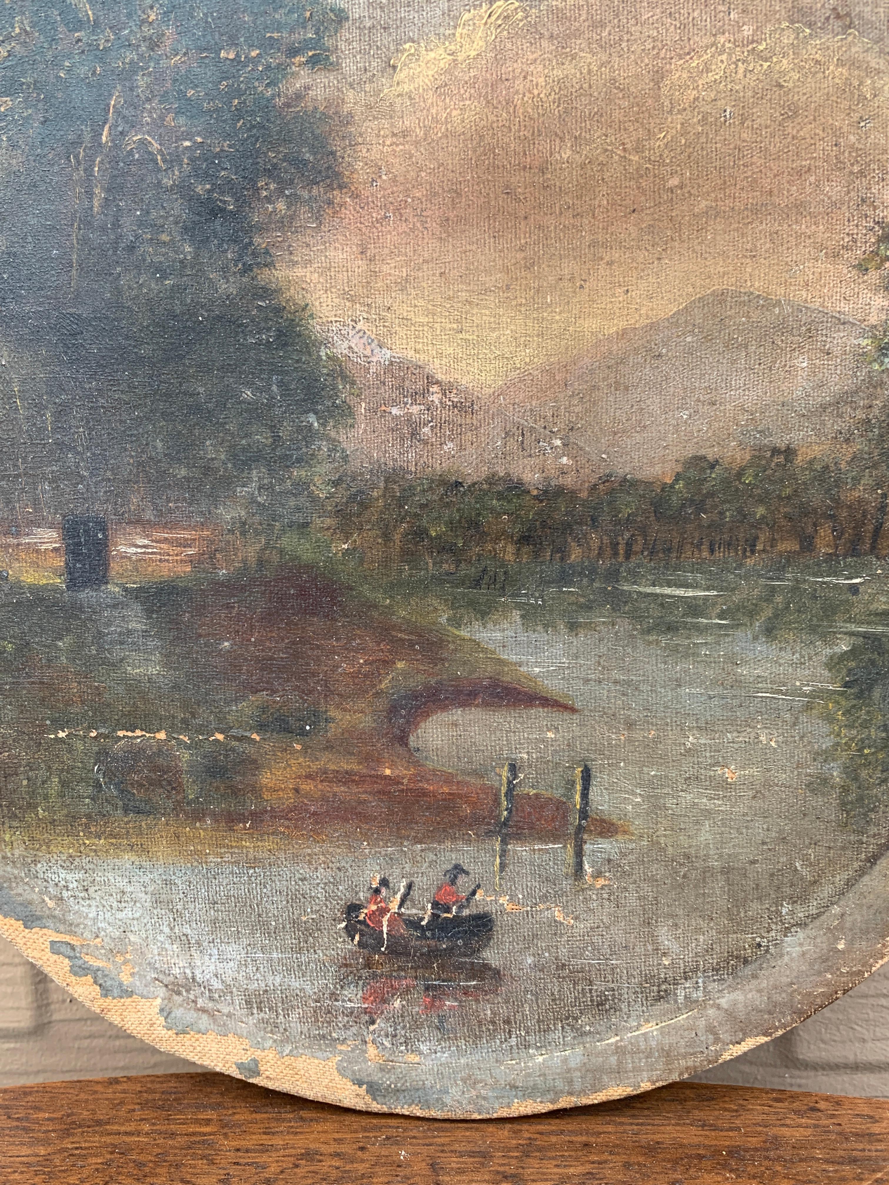 Antique Hand Painted Oil on Canvas Landscape Painting, Late 19th Century For Sale 4