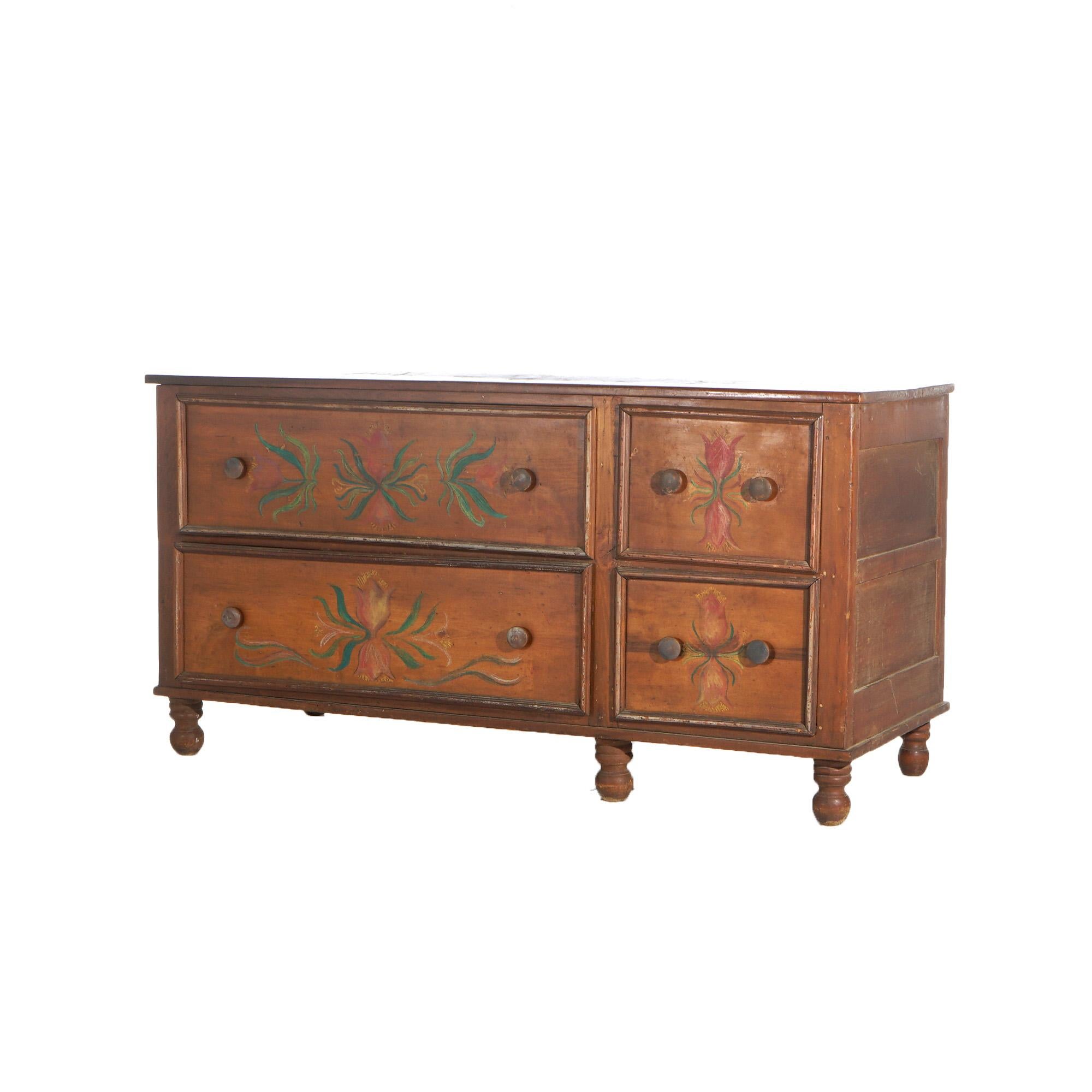 ***Reduced Delivery Rates - See Below or Click “Ask The Seller” to Request a Quote***

Antique Hand Painted Pennsylvania Dutch Country Store Cabinet with Drawers 19thC

Measure - 33 1/2