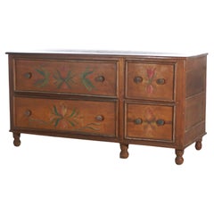 Antique Hand Painted Pennsylvania Dutch Country Store Cabinet with Drawers 19thC