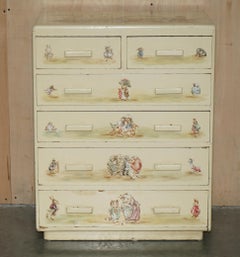 ANTIQUE HAND PAINTED PETER RABBIT CHiLDRENS CHEST OF DRAWERS FROM BEDROOM SUITE