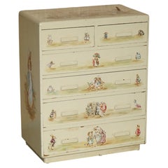 ANTIQUE HAND PAINTED PETER RABBIT CHiLDRENS CHEST OF DRAWERS FROM BEDROOM SUITE