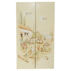 ANTiQUE HAND PAINTED PETER RABBIT CHILDRENS WARDROBE PART OF A BEDROOM SUITE
