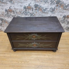Antique Hand Painted Pine Chest for Storage / Linens