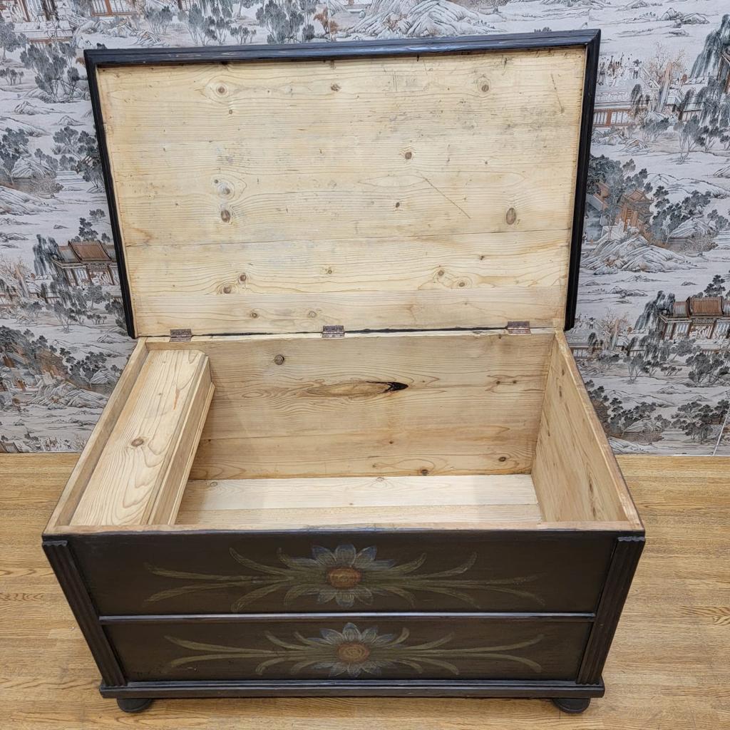 American Craftsman Antique Hand Painted Pine Chest for Storage / Linens  For Sale