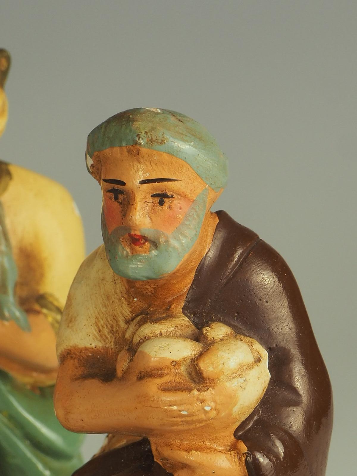 Antico presepe di gesso dipinto a mano 2