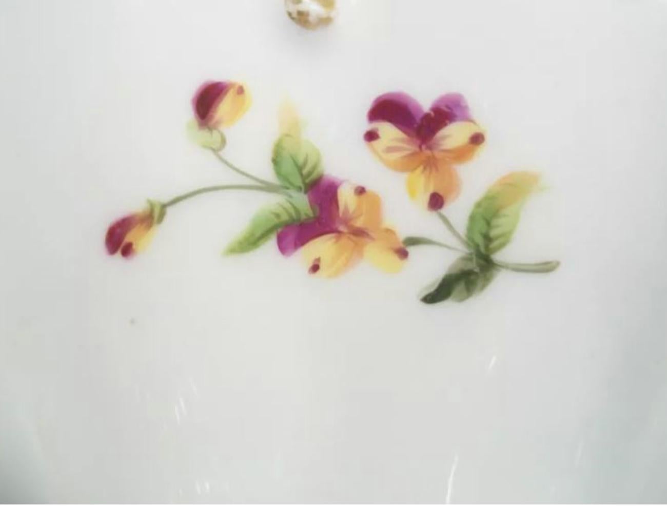 Antiguo Cuenco Central de Porcelana Pintado a Mano con Decoración Dorada - Reino Unido - S. XIX Dorado en venta