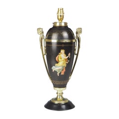 Antique Hand Painted Porcelain Table Lamp by Hinks & Sons