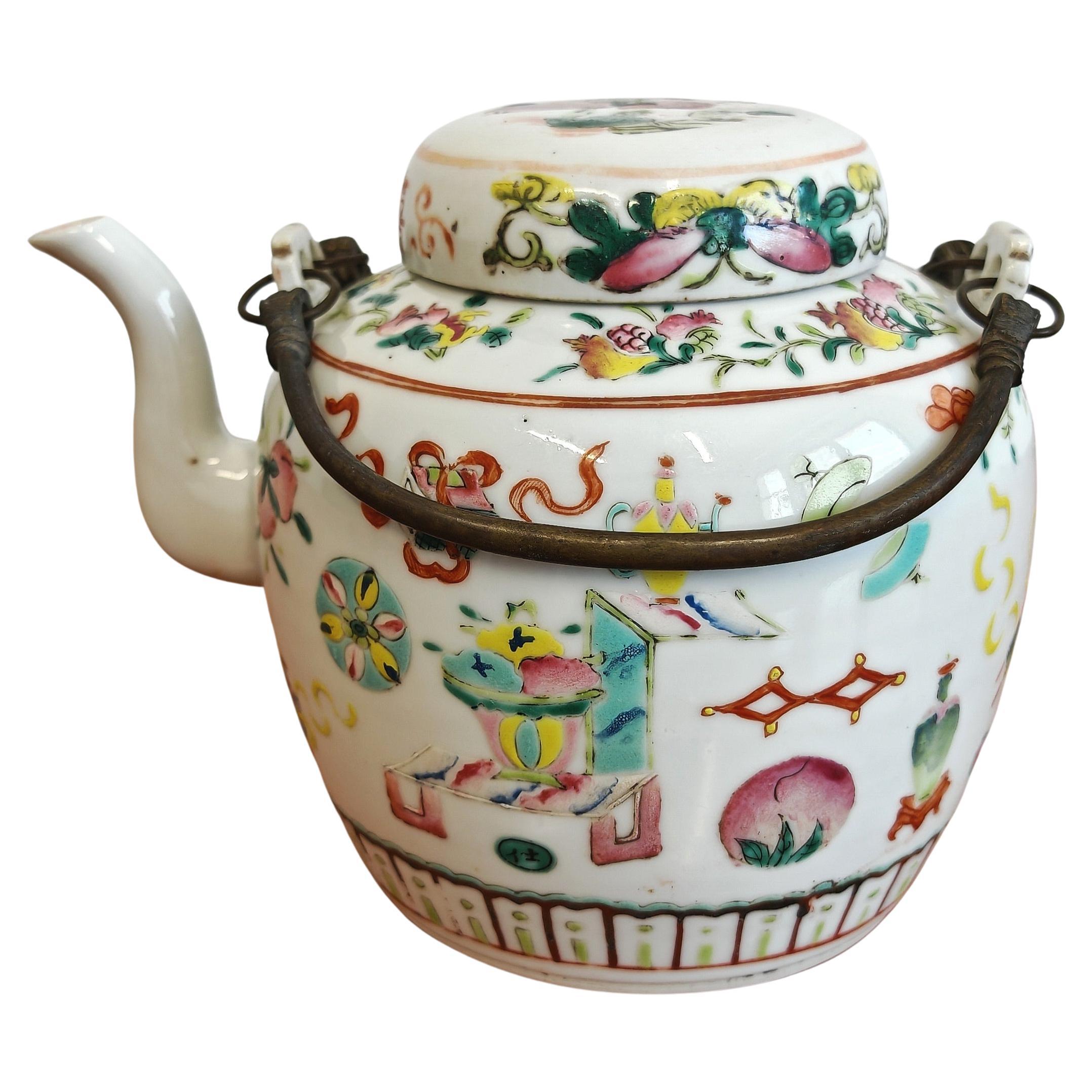 Antique hand-painted Porcelain Teapot, China 1920s