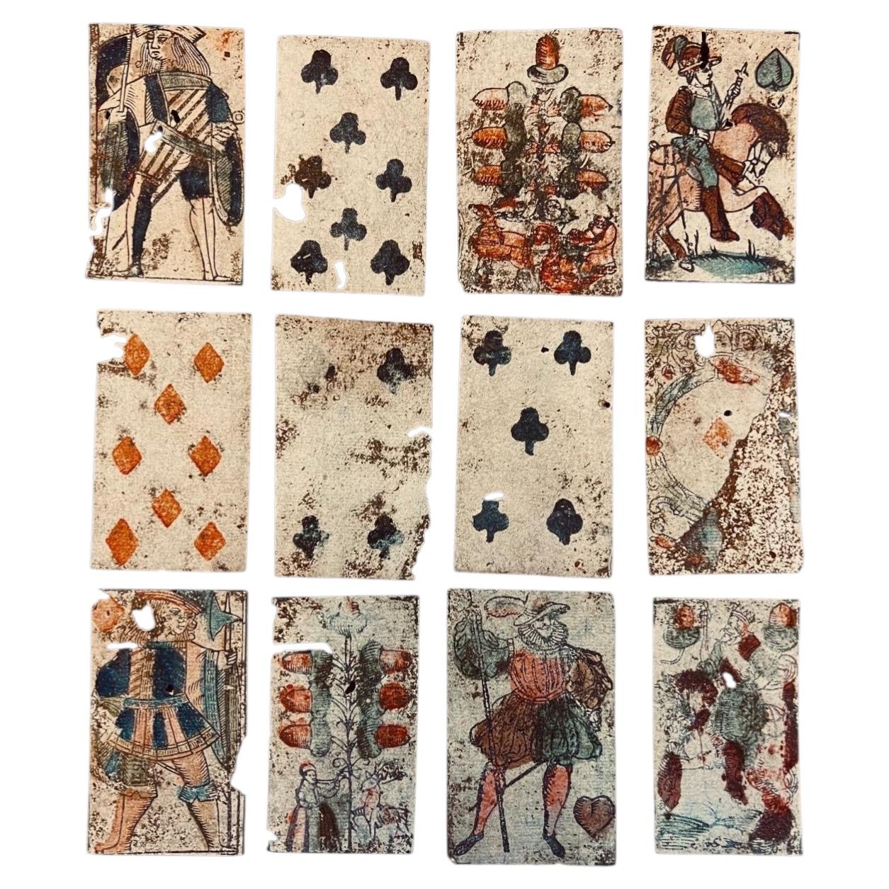 Antique Hand-Painted Renaissance Cards, Austria, Circa 1550-1590