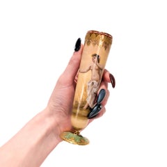 Antique Hand Painted Royal Vienna Gilt Porcelain Bud Vase Entitled 'Echo'