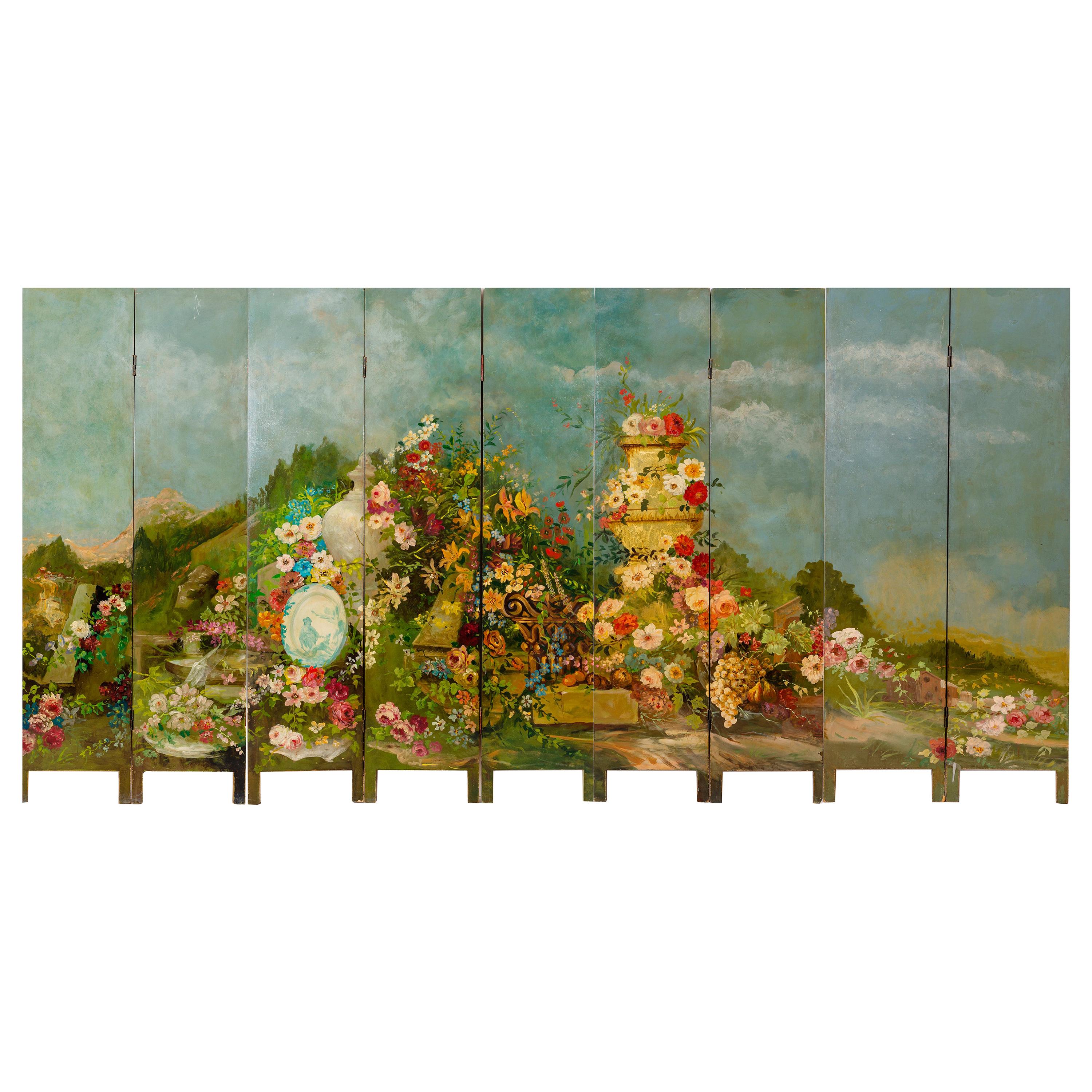 Antique Hand-Painted Large Screen Double-Sided