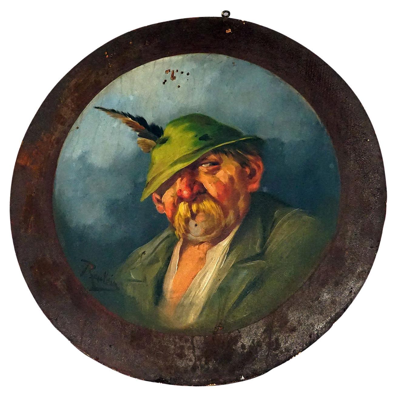 Placa antigua de diana de tiro pintada a mano - Alemania ca. 1930