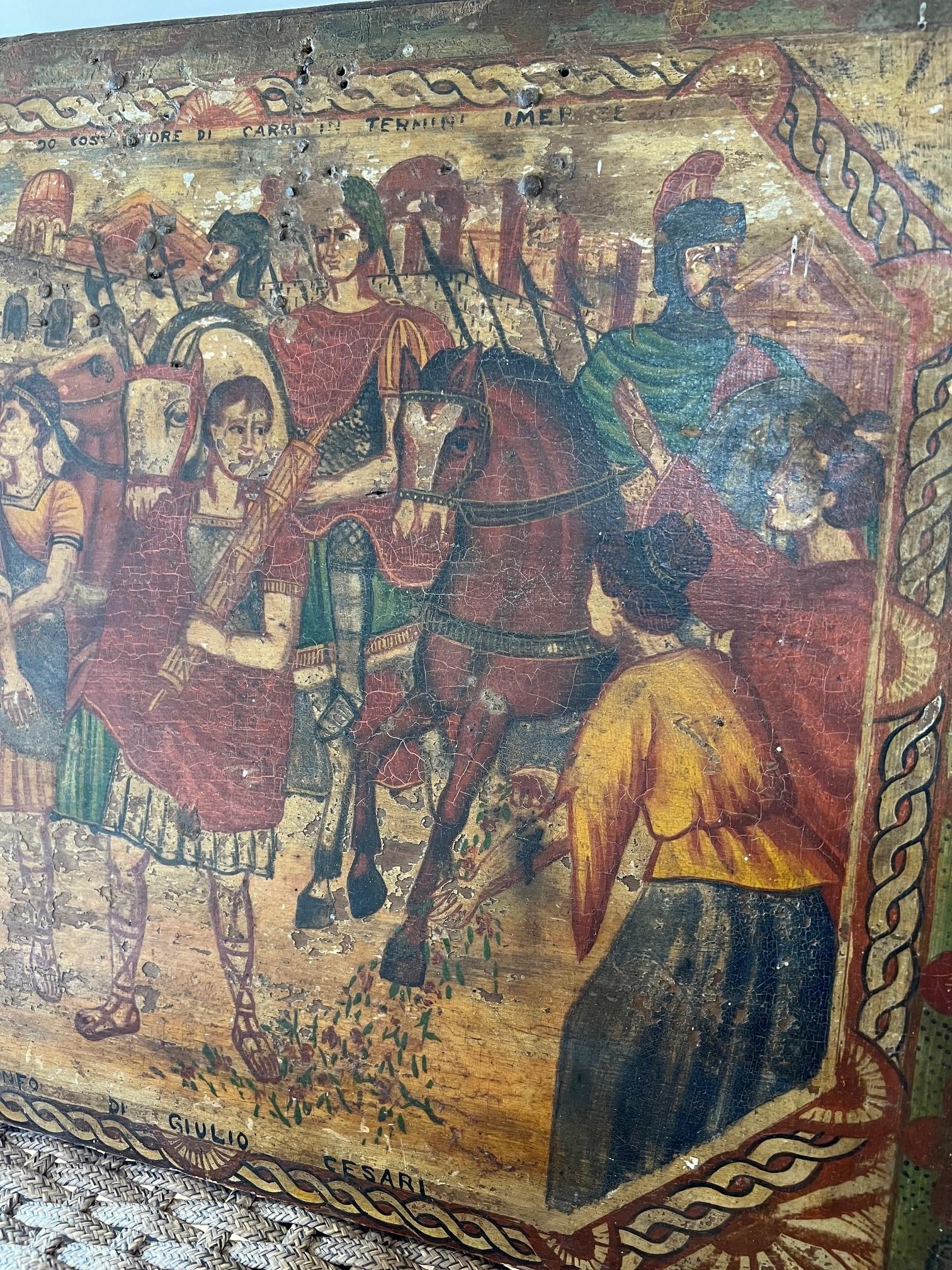 Antique Hand Painted Sicilian Wedding or Festival Cart Panel 3
