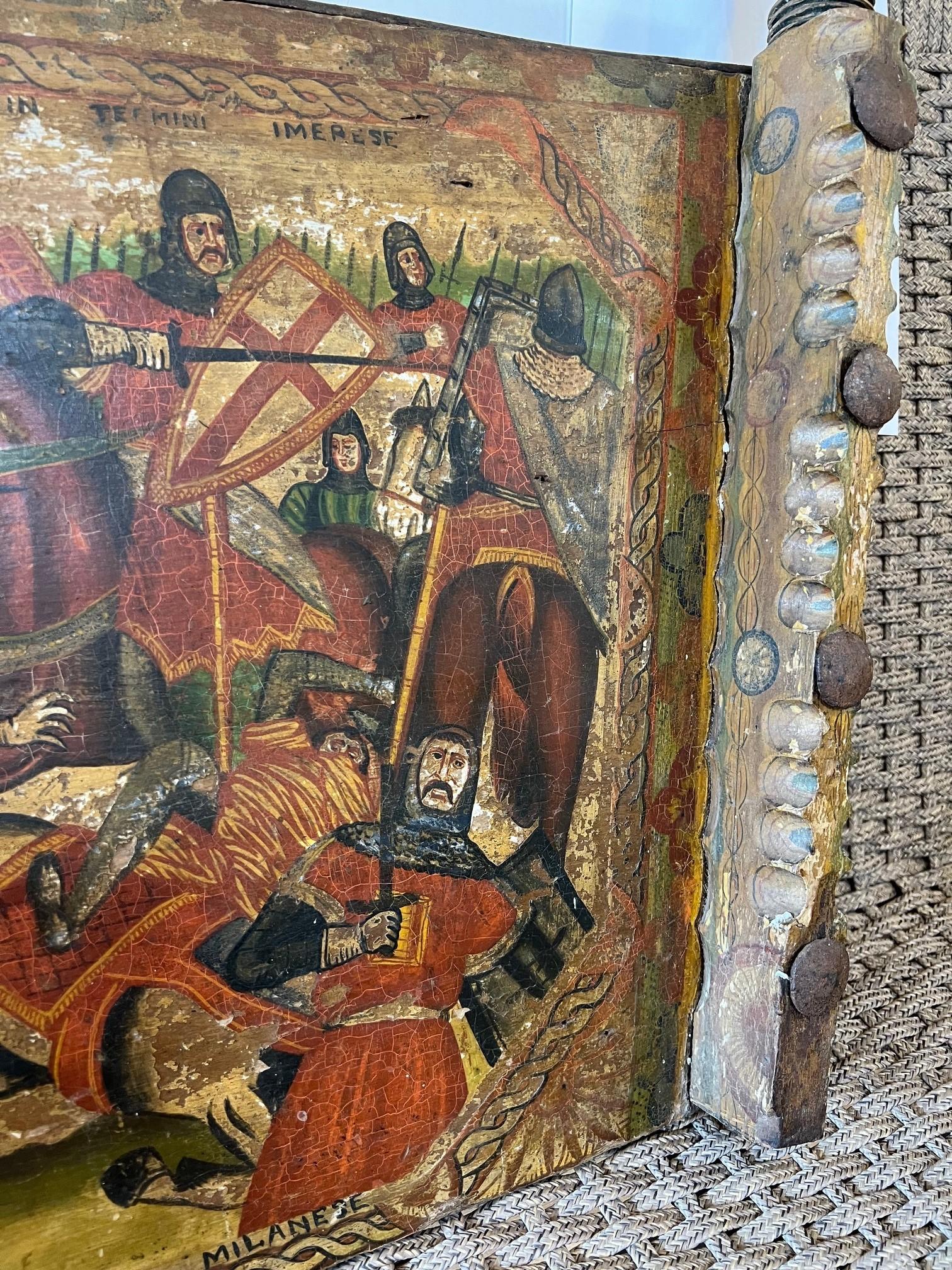 Antique Hand Painted Sicilian Wedding or Festival Cart Panel 2