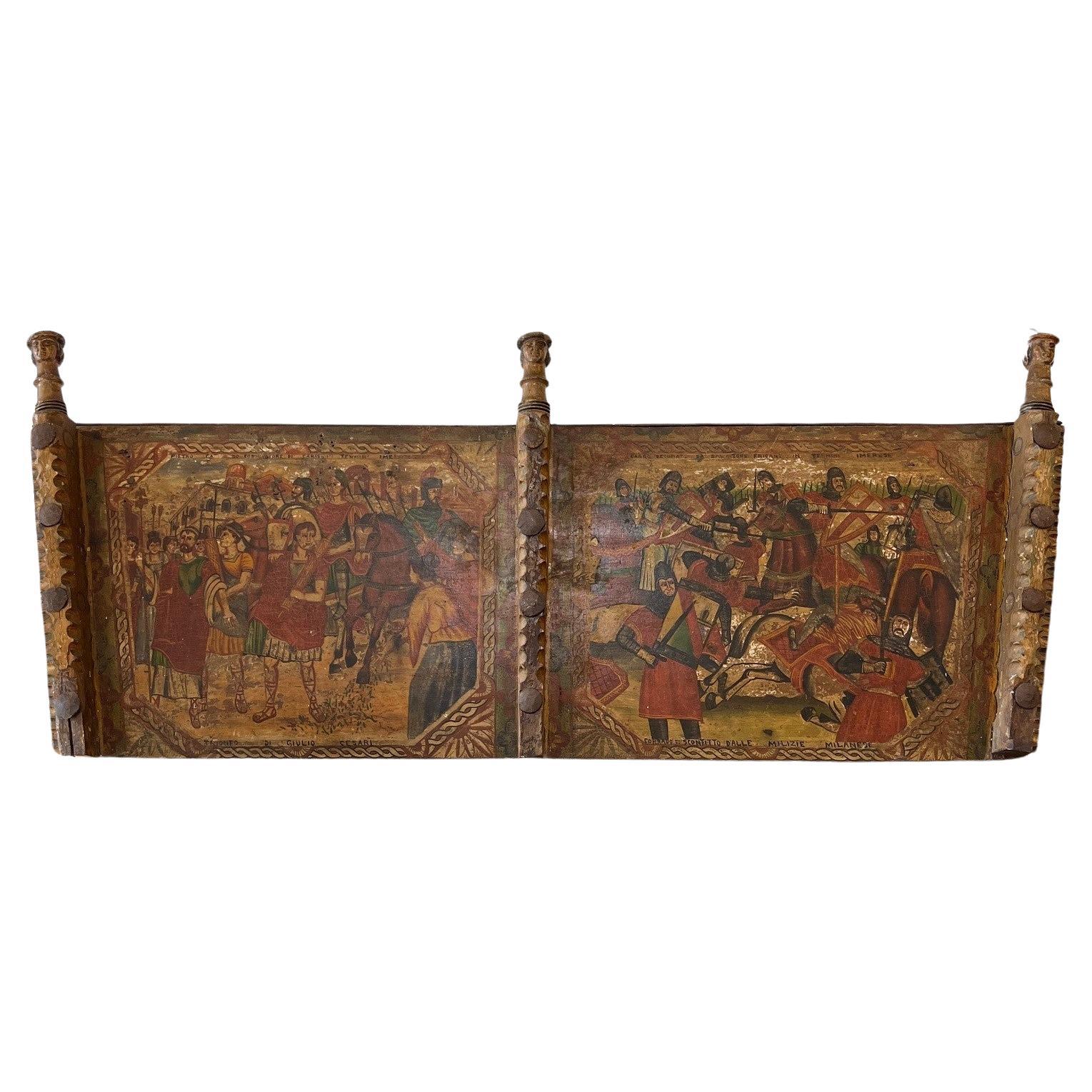 Antique Hand Painted Sicilian Wedding or Festival Cart Panel  For Sale