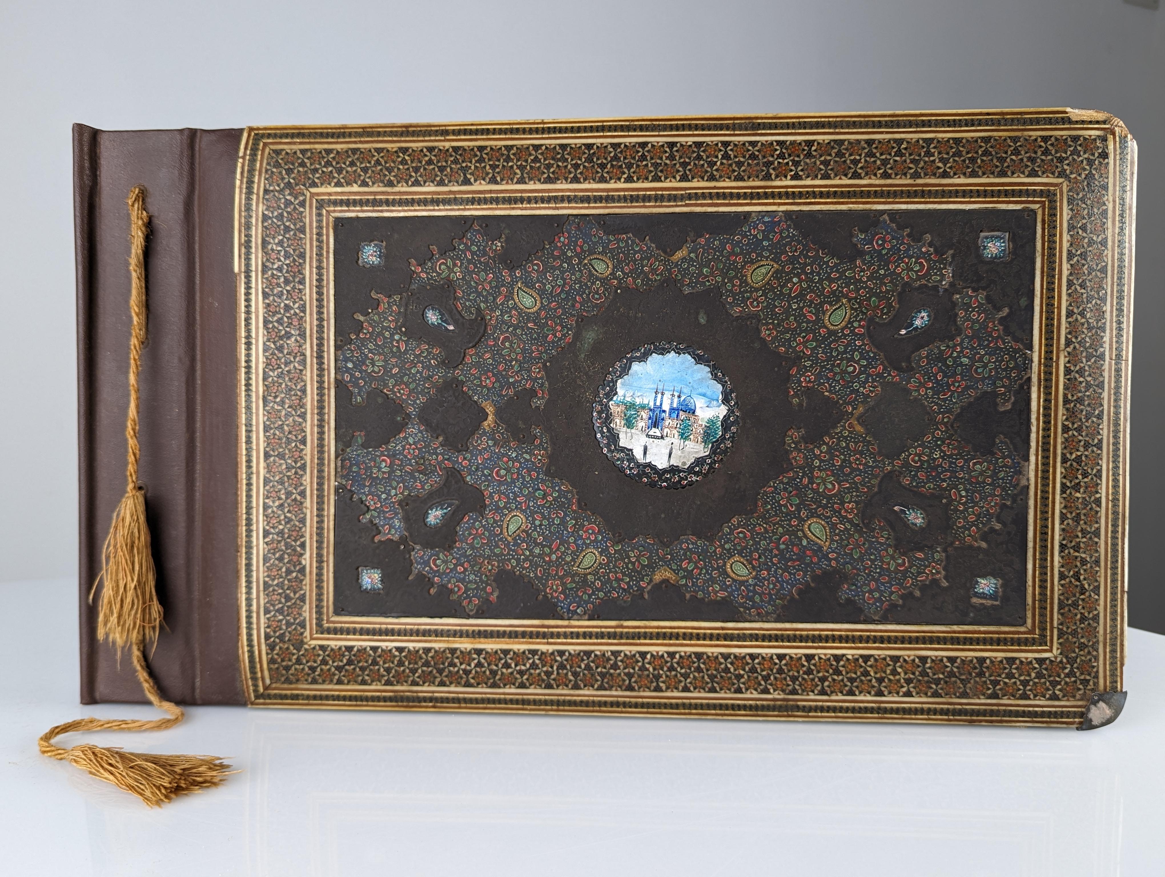 Antique hand painted silver Qajar album For Sale 3