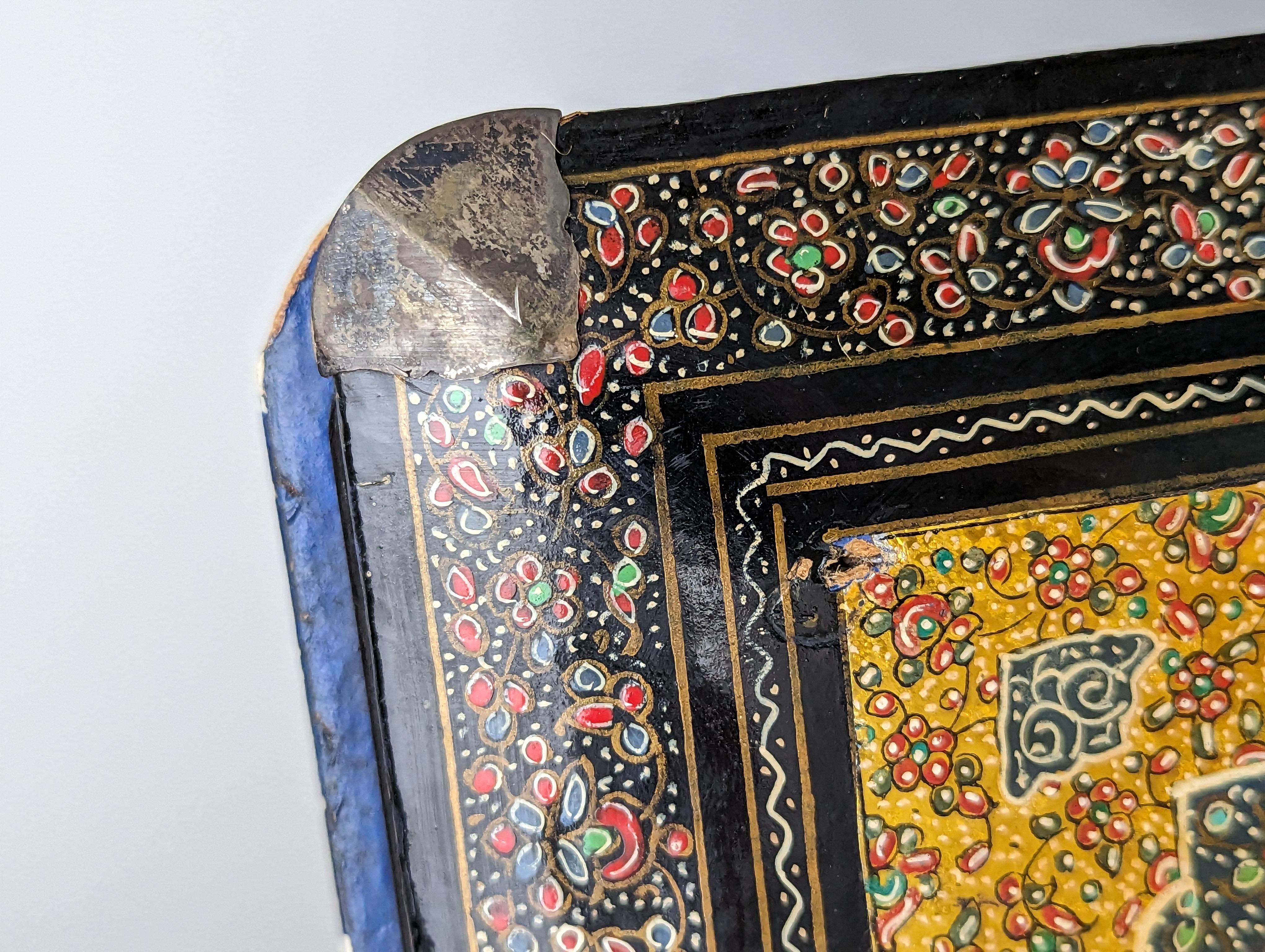 Islamic Antique hand painted silver Qajar album For Sale