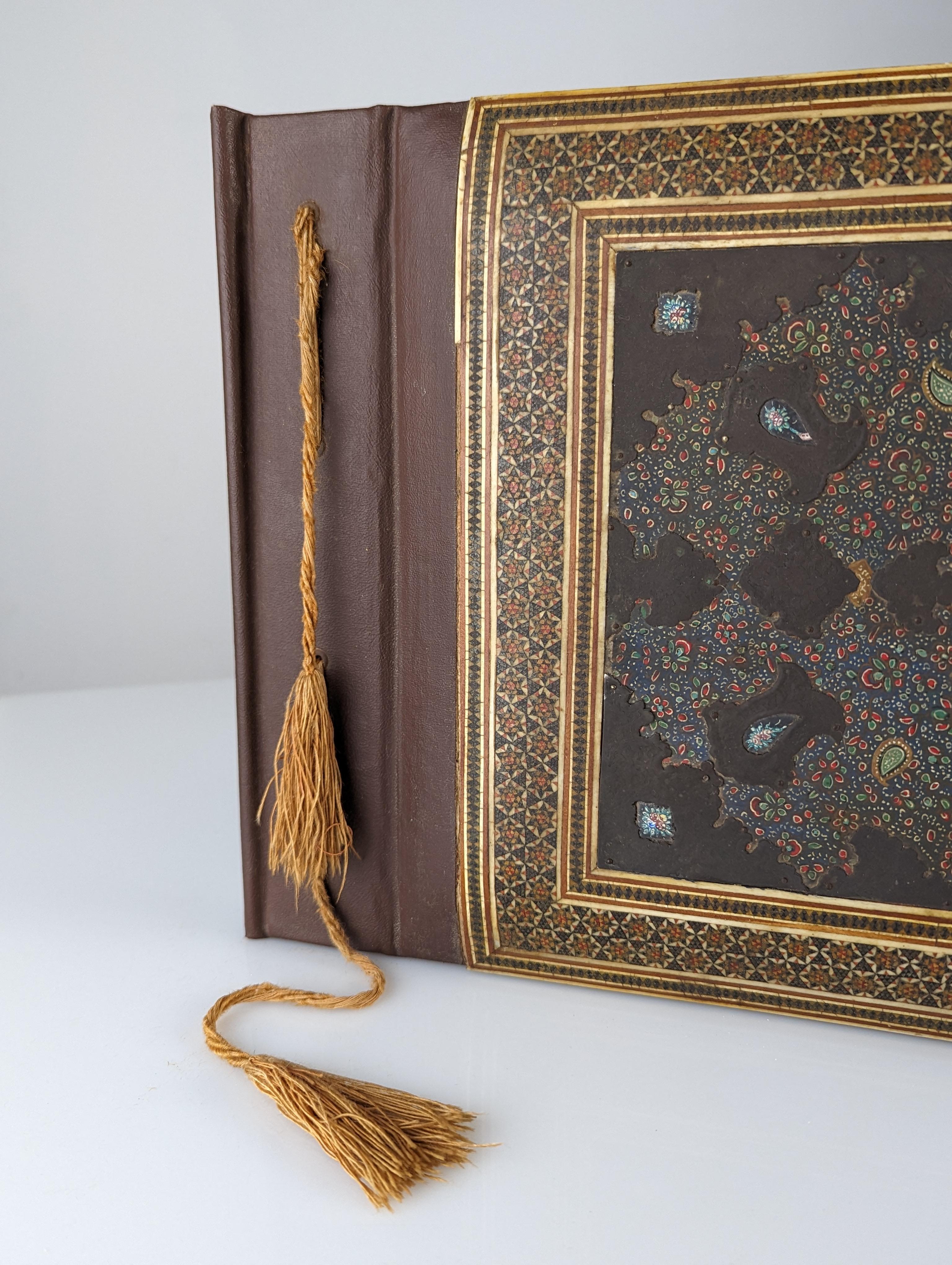 19th Century Antique hand painted silver Qajar album For Sale