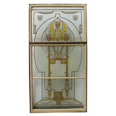 Antique Hand Painted Stained Glass Window