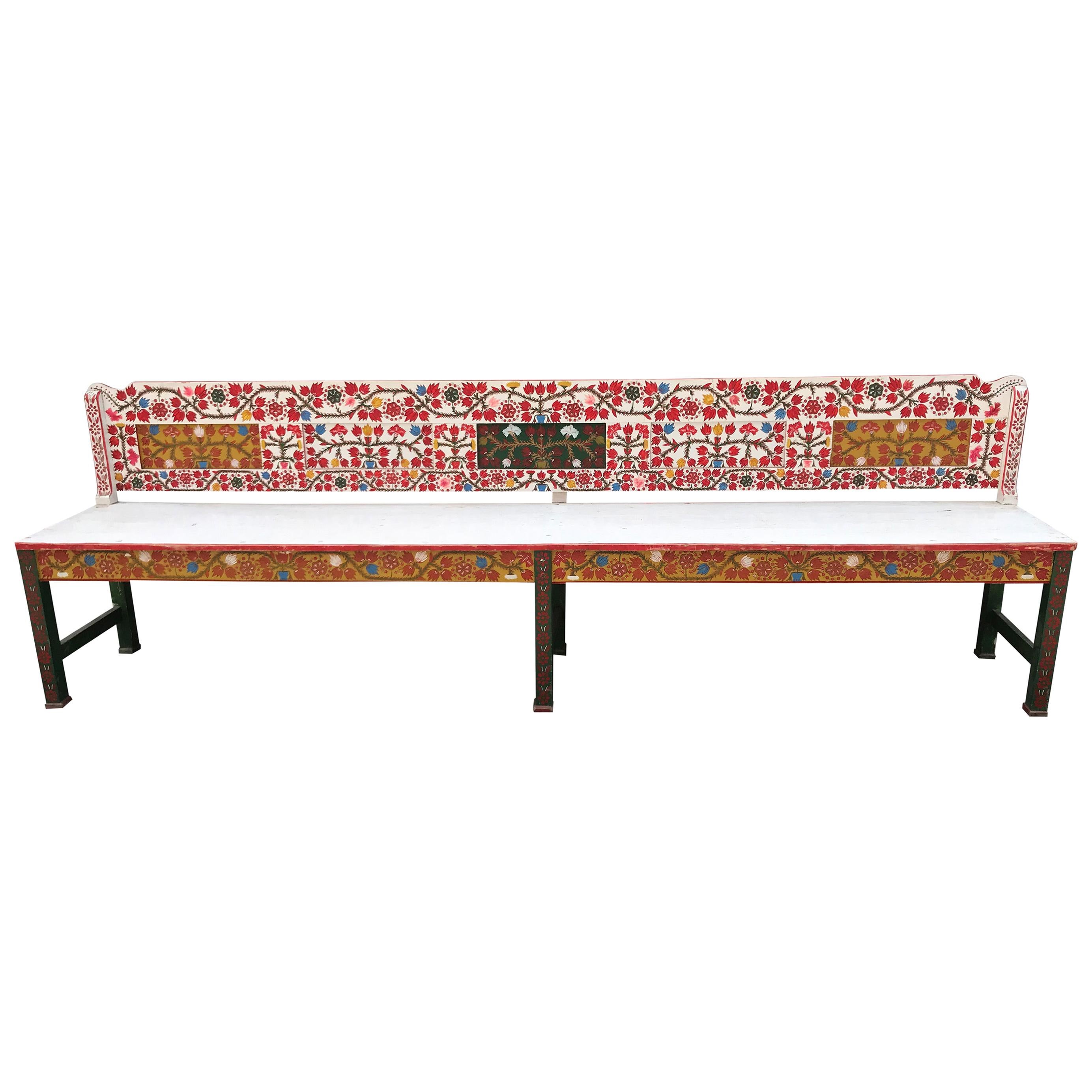 Antique Hand Painted Swedish Bench
