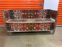 Antique Hand Painted Swedish Bench with Storage