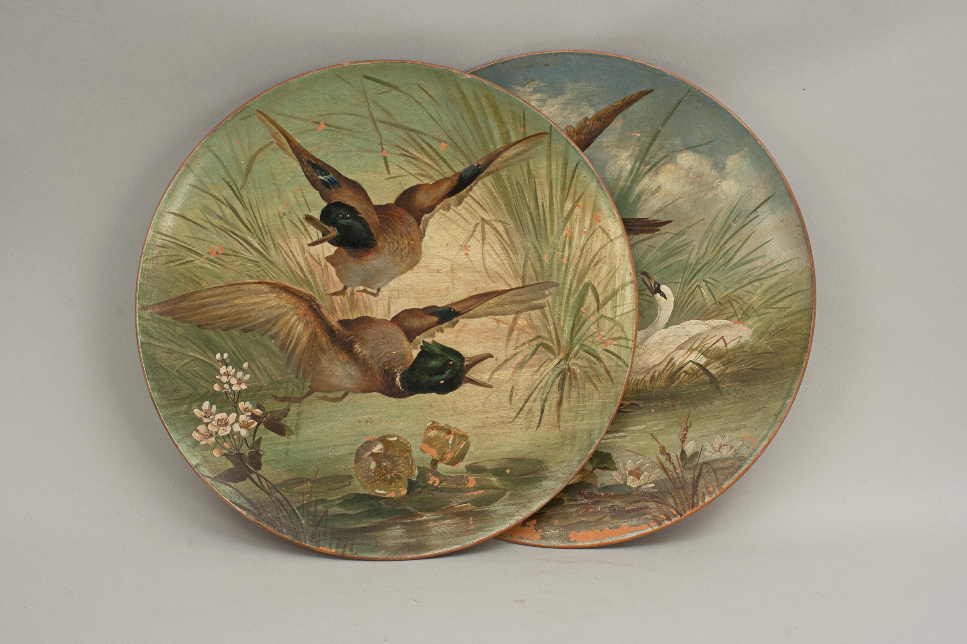Antique Hand Painted Terracotta Hunting, Shooting Dishes, 1890 In Good Condition In Oxfordshire, GB