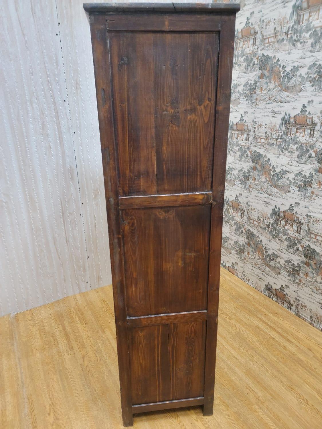 Hand-Crafted Antique Hand Painted Tibetan Cabinet with Drawers and Display Shelf For Sale