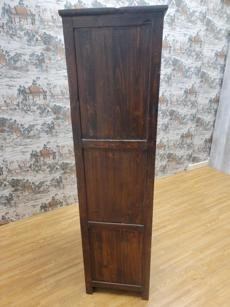 Antique Hand Painted Tibetan Cabinet with Drawers and Display Shelf For Sale 2