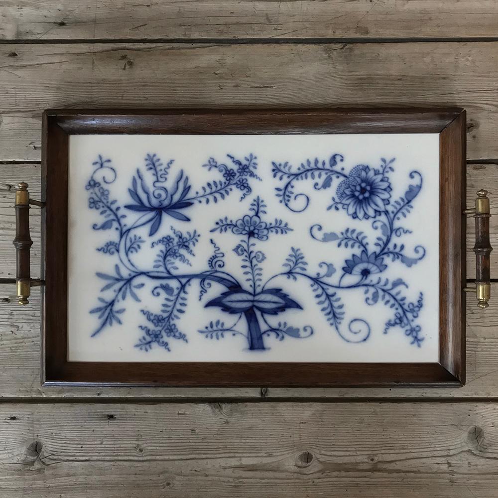 Hand-Crafted Antique Hand Painted Tile Serving Tray