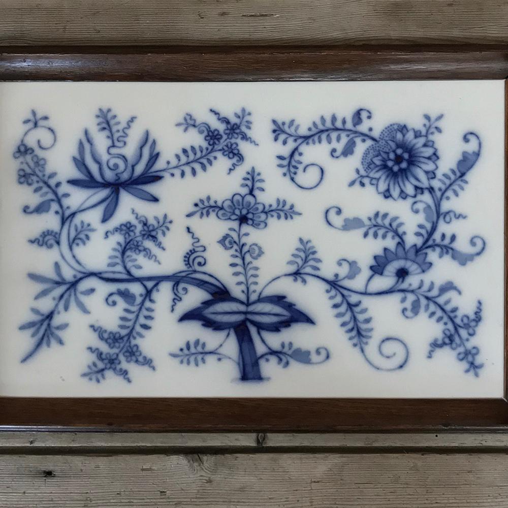 Antique Hand Painted Tile Serving Tray 1