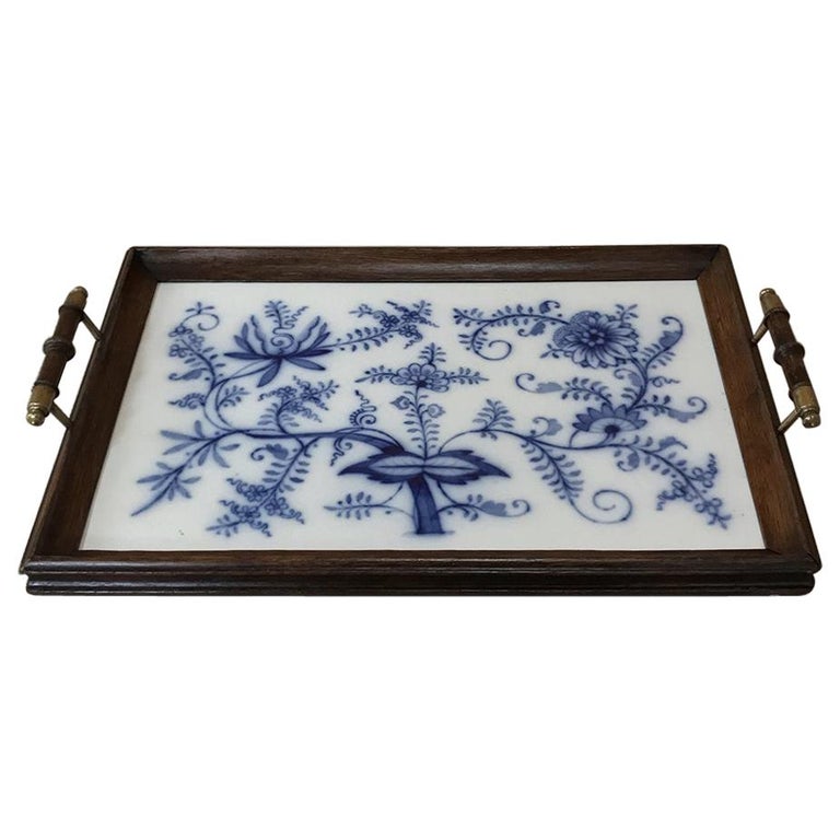 Antique Hand Painted Tile Serving Tray at 1stDibs