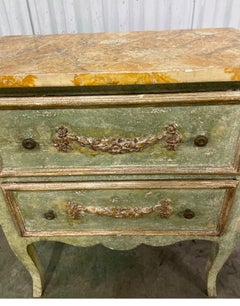 Vintage Neoclassical Italian Chest, Hand Painted, Faux Marble Top