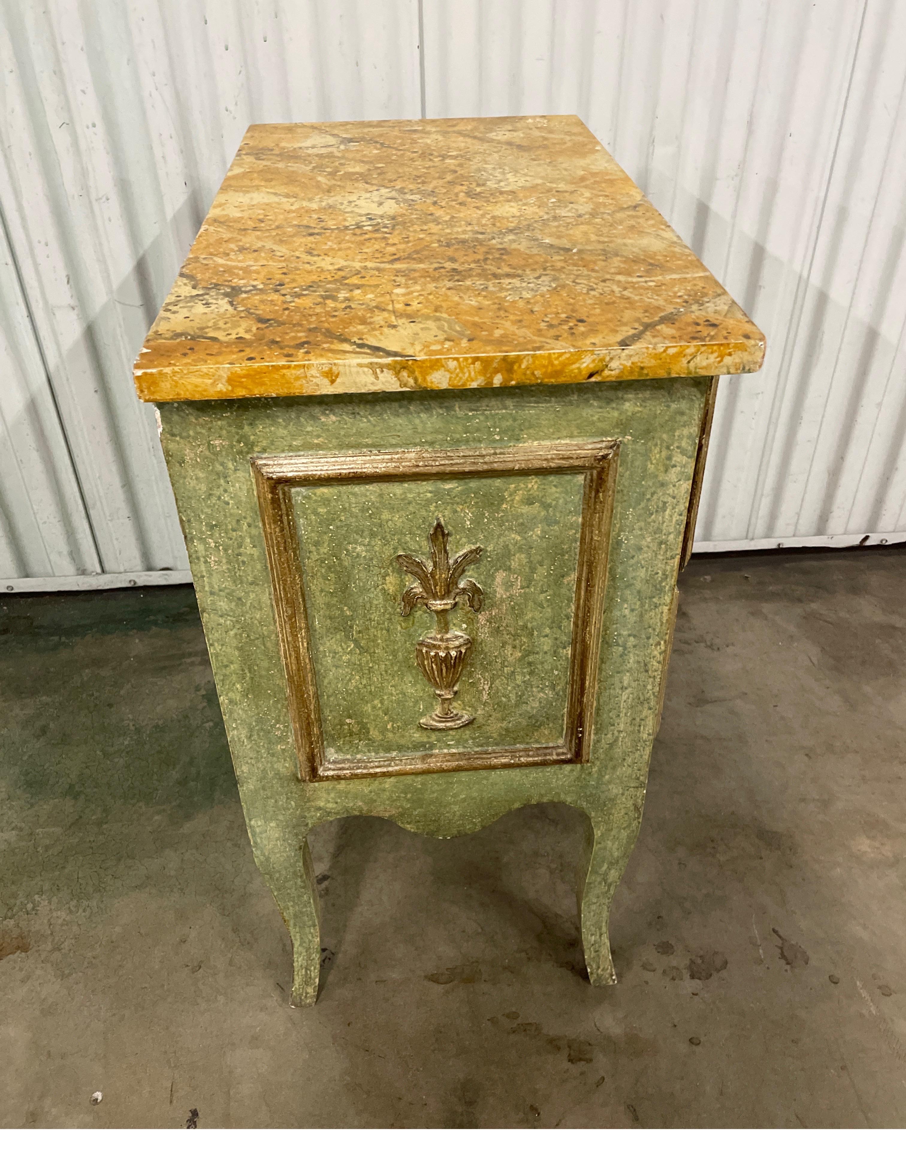 Antique Hand Painted Two Drawer Italian Chest of Drawers In Good Condition For Sale In West Palm Beach, FL