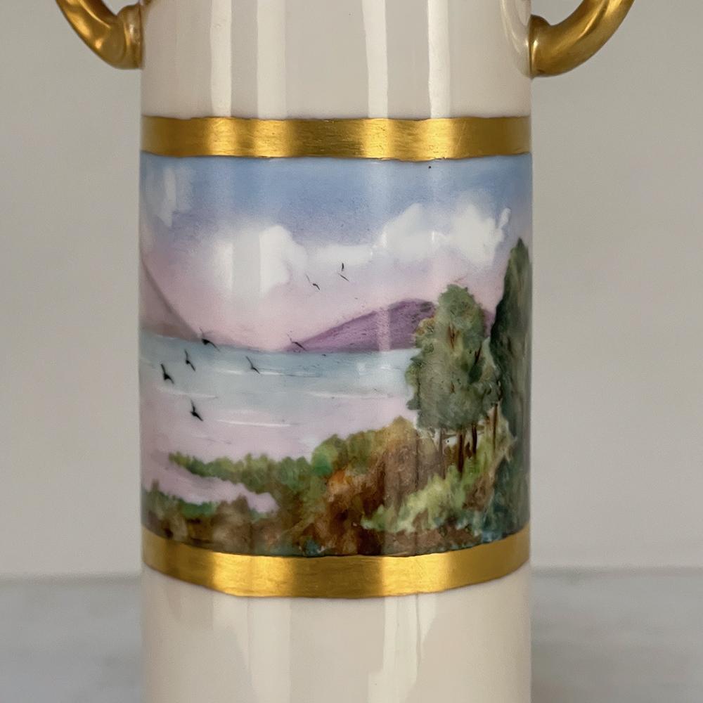 Antique Hand-Painted Vase from Bavaria For Sale 4
