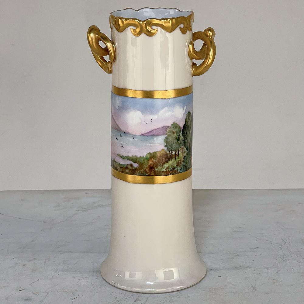 German Antique Hand-Painted Vase from Bavaria For Sale