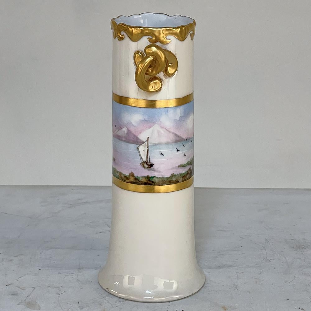 Antique Hand-Painted Vase from Bavaria In Good Condition For Sale In Dallas, TX